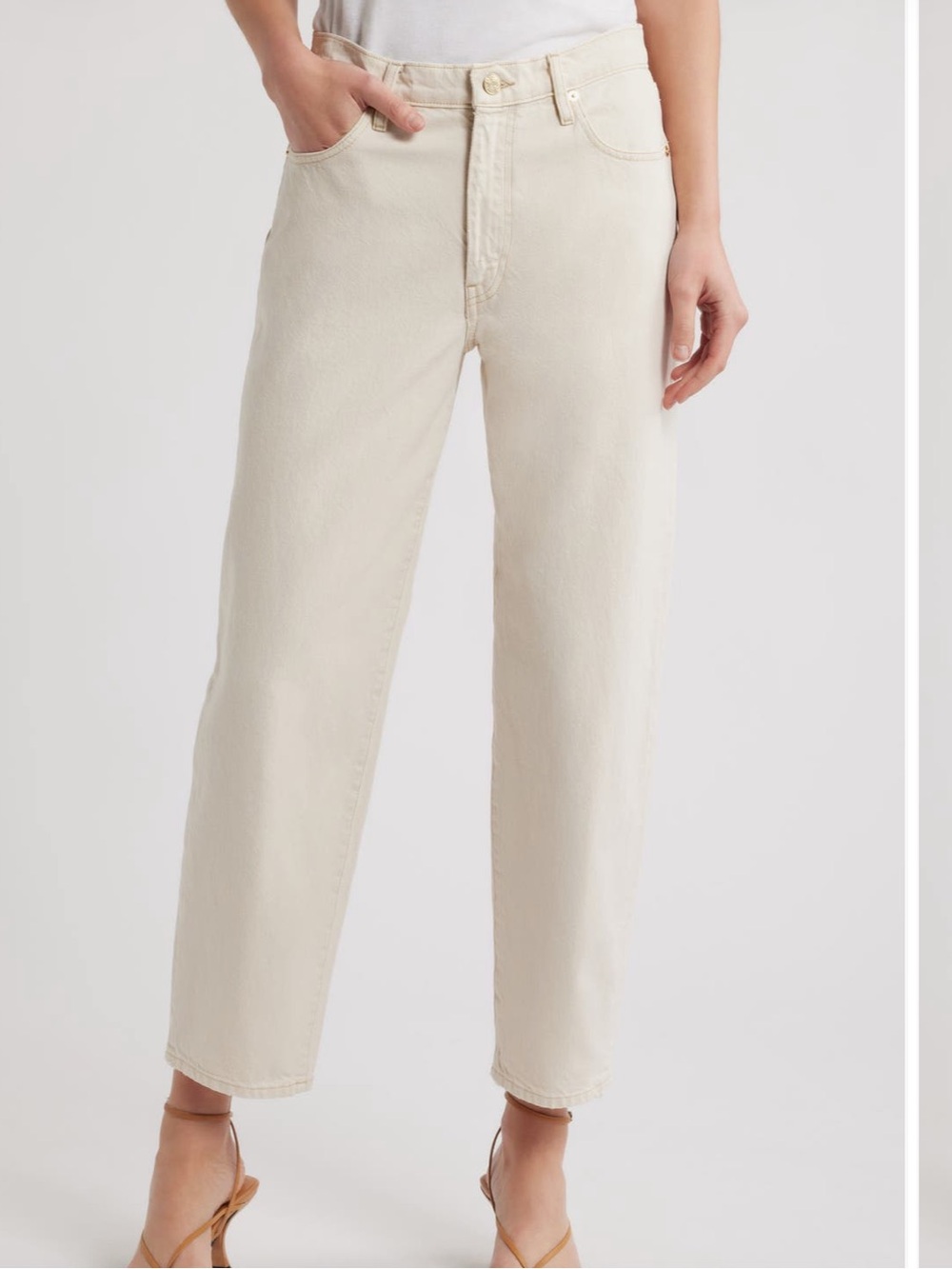 FRAME The Candle High Waist Barrel Jeans Butter cream tan Size 28